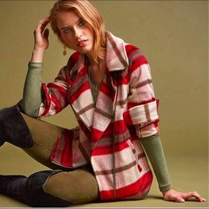 CAbi 3678 Limited Edition Shelter Bomber Jacket Red Brown Cream Plaid Small